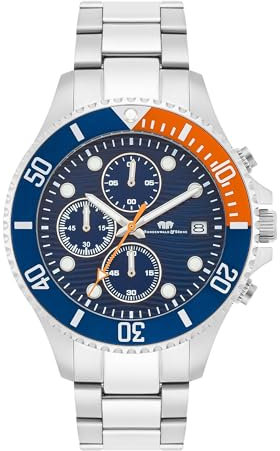 Rhodenwald & Söhne Herren Uhr analog Quarzwerk Chronograph mit Edelstahl Armband Silber 10010505