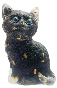 Harz Kristalle Katzen Deko, Figuren Katze Schwarz, Obsidian Schwarze Katze, Figur Katzenfigur Deko, Geschenk für Katzenliebhaber
