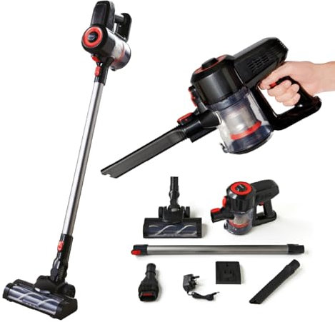 Quest 43579 2-in-1 Lightweight Cordless Vacuum / 40 Minutes Run Time/Washable HEPA Filter / 650ml Dust Tank/LED Display/Multi-Surface Cleaning / 150W