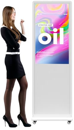 43 Inch Digital Signage Display Screen, Portable Vertical Monitor, Digital Signage Display Kiosk,Digital Menu Display,IPS LCD Screen Media Player, Support USB, WiFi, HDMI