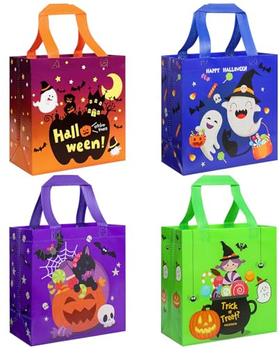 GOMANCHE 4 Stk Halloween Geschenktüte, Halloween Süßigkeiten Taschen Mit Griffen für Süßes oder Saures, Non-Woven Hallo-ween zum Verpacken von Geschenken, Party Zubehör