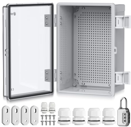 EYPINS Wasserdichter Verteilerkasten IP67, Anschlussdose Wasserdicht ABS Kunststoff Gehäuse außen Steckdosenkasten, Schaltkasten, Stromkasten mit Montagezubehör 30x20x16cm | Transparent Schaltschrank