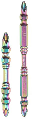 sourcing map Juego de 2 puntas de destornillador Phillips de doble extremo PH2 (#2) con punta de dientes antideslizantes de 1/4 pulgadas, vástago hexagonal de 2.6 pulgadas/4 pulgadas (65 mm/100 mm) de