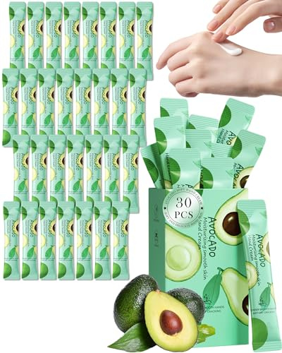 Mini Handcream Gift Set-30Pack Kleine Geschenke, Reisegrößen Bulk Hand Cream, Fragrance Moisturizing Hand Care für Sehr Trockene Hände, Mini Geschenke Weihnachtsgeschenke für Frauen Männer-Avocado