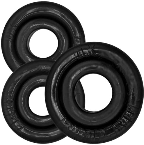 Oxballs RIMRINGZ Triple Pack – Black Cock Rings (2 Regular + 1 Jumbo) | Stretchy Flex-TPR Penis Rings with Comfort Lips for Stamina, Bulge & Sack Play