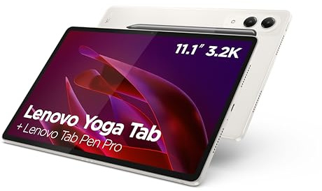 Lenovo Yoga Tab - Tablette Tactile 11.1'' 3.2K, 144Hz (Qualcomm Snapdragon 8 Gen 3 Mobile Platform, 6Coeurs, RAM 12Go, UFS 4.0 256Go, Android 15, Wifi7 + Bluetooth) Lenovo Tab Pen Pro - Seashell