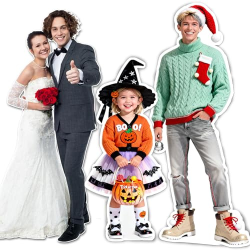 Custom Lifesize Cardboard Cutout with Stand, 1-8FT Personalised Cardboard Cutout Lifesize, Custom Cardboard Cutouts for Birthday, Party, Anniversary, Wedding, Graduation, Halloween,Christmas