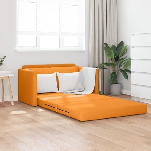SKTQYQO Schlafsofa 2-in-1, Stoff Senfgelb, 124 x 71 x 78 cm, für Wohnzimmer, umwandelbarer Sessel mit weicher Schaumstoffpolsterung für kleine Wohnungen,