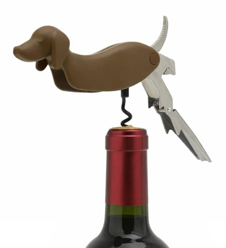 Bar Amigos Cavatappi a forma di cane salsiccia cavatappi barista strumento professionale bottiglie di vino rosso bianco in acciaio inox manico in silicone novità bassotto Weiner design a tema 1 pezzo