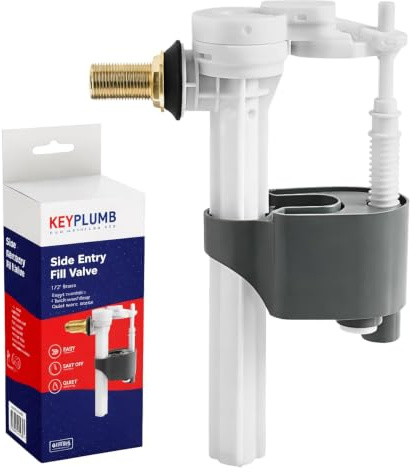KeyPlumb Side Entry Toilet Fill Valve – 1/2” Brass Tail, Quiet Refill, Quick Shut-Off, WRAS Approved Inlet Valve for Cisterns, Easy Install & Durable