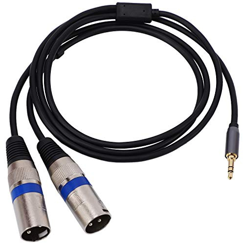 Ehwisbe Câble Audio Multifonction Jack Mâle 3,5/6,35 Mm vers Double XLR Câble Jack Mâle Câble D'Extension XLR 6,35/3,5 Mm