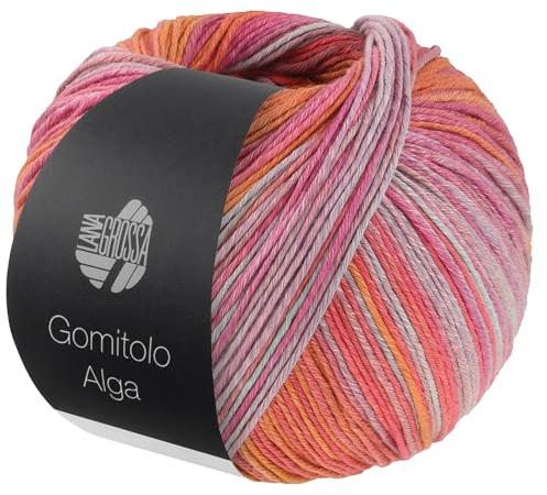 LANA GROSSA Gomitolo Alga | Baumwollmischgarn mit Bambus & Seacell-Fasern in einem mehrfarbigen, bunten Streifenverlauf | 100g Wolle zum Stricken & Häkeln | 280m Garn FB 2021