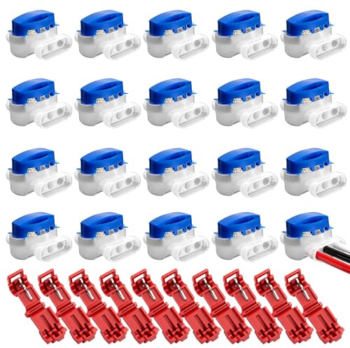 Zeeorymn 20 Pcs Connecteurs de Câbles pour Robot Tondeuse et 10 Bornes de Connexion, Connecteur Etanche Rempli de Gel pour Fil Périphérique de Jardin, Raccords Universels Extérieurs