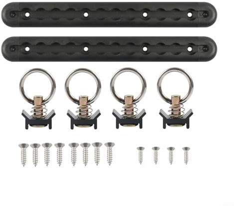 Hoppipola Aluminium anodisé noir pour système d'arrimage L-Track 30,5 cm avec 4 goujons pour remorques, camions, camionnettes, pickup, lit de chargement