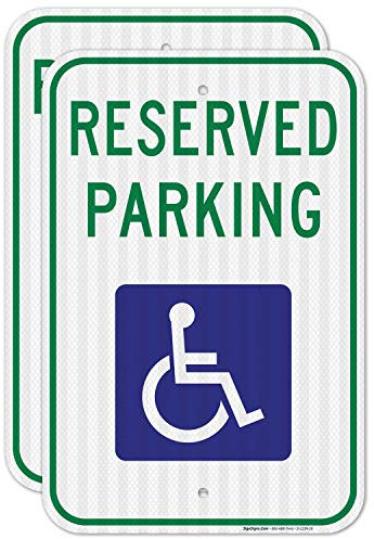 Sigo Signs Connexion Parking Handicap avec Image de fauteuil roulant fédéral 12 x18 aluminium 3M EGP Prismatic réfléchissante de catégorie ingénieur Handicap Ouvrir une session Parking