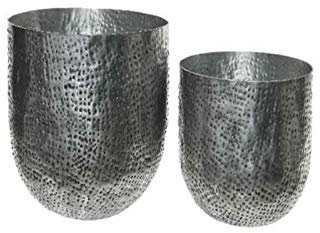 Pflanztopf Blumentopf Übertopf Vase Aluminium Silber 2er Set