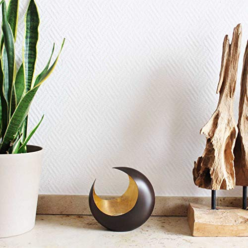 mitienda mit Liebe gemacht Teelichthalter, Luna bronzen/golden 14,5cm, Goldlicht Luna, Teelichtschale Mond