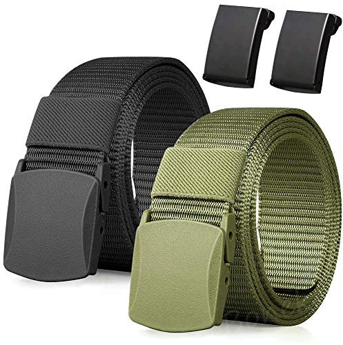 Boneke Nylon Gürtel, 2er Pack Männer Arbeitsgürtel, Verstellbarer Outdoor Stoff Gürtel Schnell durch die Flughafen sicherheit, Metalls Schnall+Kunststoff Schnall