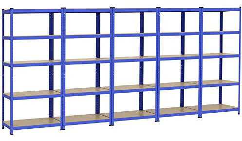 Yaheetech 5X Schwerlastregal 180 x 90 x 45 cm Steckregal Kellerregal Metall Regal Regalsystem Traglast bis 265 kg pro Fachboden