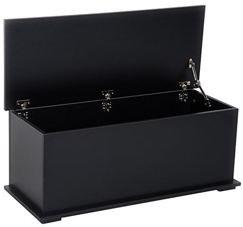 HOMCOM Wooden Storage Box Clothes Toy Chest Bench Seat Ottoman Bedding Blanket Trunk Container with Lid - Black