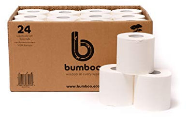 Bumboo Bamboo Toilet Roll 24 Pack | Toilet Paper 3 ply, 300 Sheets | Organic Eco Toilet Paper | Plastic-Free, Soft, Strong, Sustainable & Biodegradable Toilet Tissue