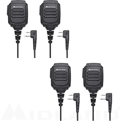 Midland AVPH10 Handheld/Wearable Speaker Microphone with Push-to-Talk for GMRS Radios (4-Pack)…