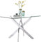 GOLDFAN Table de Salle à Manger en Verre Moderne Argent Table à Manger Une Trempé Table pour 4 Personnes de Cuisine Salon Bureau 110 x 70 x 75cm,Argenté