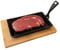 Black Rock Grill Cast Iron Skillet with Wooden Serving Board & Detachable Handle (24cmx14cm)- Sizzling Lava Stone Griddle Plate, Oven-Proof – Restaurant Grade Steak Pan for BBQ, Pizza Parties 1 Set