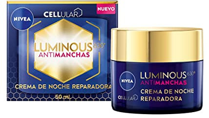 NIVEA Cellular Luminous630 - Crema de Noche - Crema Reparadora - Con Ácido Hialurónico y Thiamidol - Fórmula Antimanchas - Rostro, Cuello y Escote - Regenera y Revitaliza - Todo Tipo de Piel - 50 ml