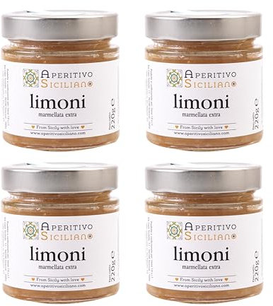 Aperitivo Siciliano - Marmellata di LIMONI Siciliani - 4 vasetti da 220 gr - Made in Italy