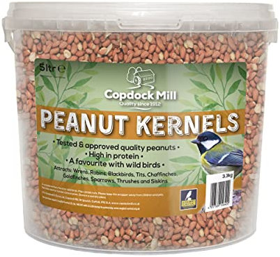 Copdock Mill Peanuts for Wild Birds - Peanut Kernels Bird Feed 5L Tub - High In Energy, Protein Rich Wild Bird Peanuts - Bird Seeds for Small Garden Birds