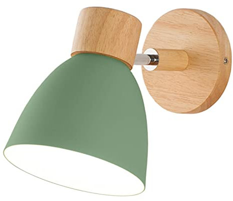 Fenteer Moderne minimalistische Wandlampe Holz E27 Macaron Nachttischlampe Wandleuchten für Restaurant Aufenthaltsraum Gang Home Beleuchtung, Grün