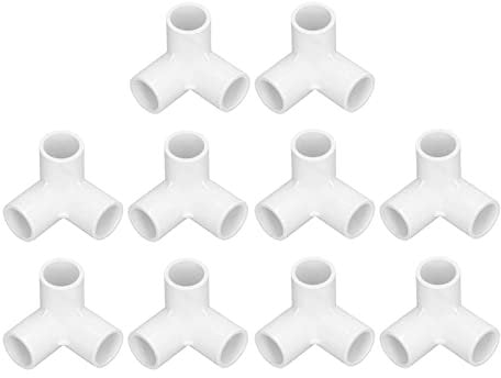 10PCS Raccordi per tubi a 3 vie, Raccordi per tubi a 3 vie in plastica PVC ad, angolo retto Connettore angolare a T 20mm diametro interno per serre e mobili (Bianco)