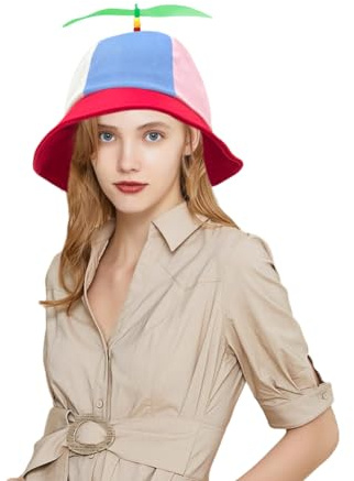 SHDIEHJFMLDH Propeller mütze,Cute Bucket hat,Hubschrauber mütze,Lustige Hubschrauber Kappe,Mehrfarbiger Helikopter Hut Propeller mütze für Erwachsene und Kinder(Rot)
