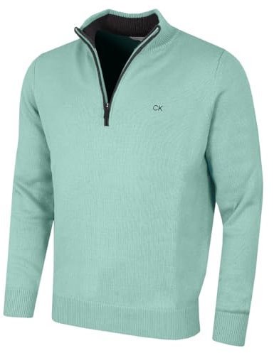 Calvin Klein Mens 1/2 Zip CK Golf Sweater - Sage - L