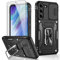 LUMARKE Galaxy S21 FE Hülle mit Kameraabdeckung, Samsung S21 FE Abdeckung mit Displayschutzfolie, bestanden 4.8 m Falltest, Schutzhülle mit Ständer für Samsung Galaxy S21 FE, Schwarz