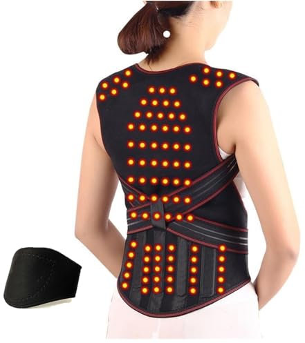 Adults Self Heating Magnetic Therapy Posture Corrector Corset Vest Full Back Shoulder Waist Neck Brace Lumbar Support For Women & Men Pain Relief (Color : Black, Size : L/Large)