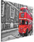 REVOLIO 120x80 cm Leinwandbild Wandbilder Wohnzimmer Modern Kunstdruck Design Wanddekoration Deko Bild auf Leinwand Bilder 1 Teilig - London Bus Straße Schwarz und weiß rot