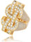 Kristall-Dollarzeichen-Ring für Männer,Iced Out Zirkonia US-Dollar-Ring, Hip-Hop-Dollar-Symbol-Ring, Punk Rock Ring für Rapper, Dollar Geld Amulett Ring, Dollar Andenken Schmuck Geschenk (18.9, Gold)