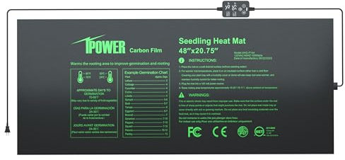 iPower Sämlingmatte für Pflanzen mit Dual-Digital-Temperaturregler, MET zertifiziertes Heizkissen, 121,9 x 52,7 cm, Schwarz