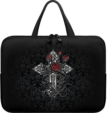 Dajingkj 17 Zoll Laptoptasche Damen Herren Wasserdicht Neopren Laptop Sleeve Case Neuartige Schwarze Gotische Rose Laptophülle Notebook Schutzhülle Hülle Tasche