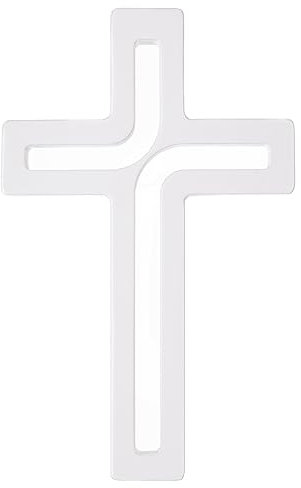 Drewniane Krzyże Hängendes Kreuz aus Buchenholz Modern Wandkreuz Kruzifix Glatte Oberfläche Hängend Holzkreuz (Weiß, 18x12x1,5cm)