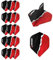 RUTHLESS 5XF4187 Dart-Flights, 100 Mikrometer, Standardgröße, Größe 2, gerissenes Design, rot, 5 Sets mit 3 Flügeln