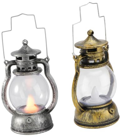 OSALADI 2 Stk Vintage Tragbares Weihnachtslaterne Dekorativ Klassische Retro-öllampe Antike Öllampen Laterne Wandleuchte Led-nachtlampe Requisiten Elektronisches Bauteil Scheinen