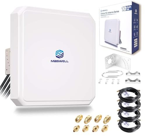 Maswell 5G Antenne 4X4 MIMO Outdoor, 10dBi Richtantenne Externe Außenantenne kompatibel mit FRITZBox, 5G NR Router Gateways | Breitband 600-8000 MHz (4MIMO)