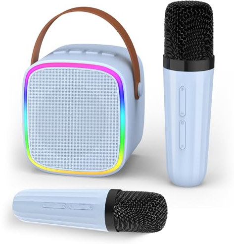Texpot Karaoke Machine 2 Microphones, Kids Microphone Portable Wireless Bluetooth Speaker for Kids Adults Toddler, Christmas Kids Toys for 4 5 6 7 8 9 10 12 Year Old Birthday Gift Ideas (Blue)