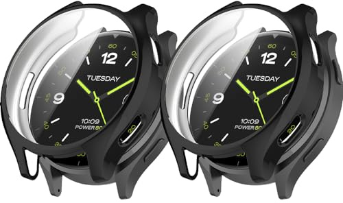 Niboow TPU Funda [2-Piezas] para Xiaomi Watch 2 (Negro+Negro) | Flexible Anti-Choque, Resistente a los Arañazos, Ultrafino Borde Protector, Protección Carcasa para Xiaomi Watch 2