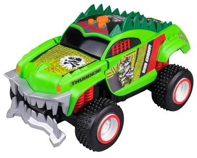 Nikko 20113 Road Rippers Mega Monster Dino Truck, Dino Spielzeugauto mit Licht und Sound Effekten, Beißende Zähne, Auto fährt auf Knopfdruck, inklusive Batterien, Kinder ab 3 Jahren, ca. 23 cm, Grün