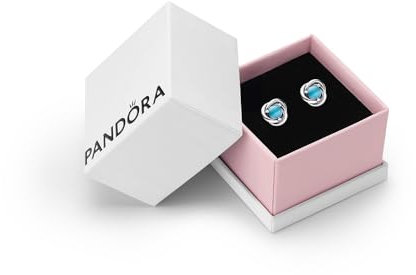 Pandora December Turquoise Blue Eternity Circle Stud Earrings - Sterling Silver Birthstone Earrings with Man-Made Stones for Women - Gift for Her - With Gift Box