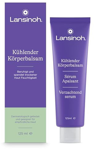 Lansinoh Kühlender Körperbalsam - kühlt und beruhigt spannende & trockene Haut - auf Mentholbasis für sofortigen Kühleffekt - ideal für zu Juckreiz neigender Haut - 125 ml